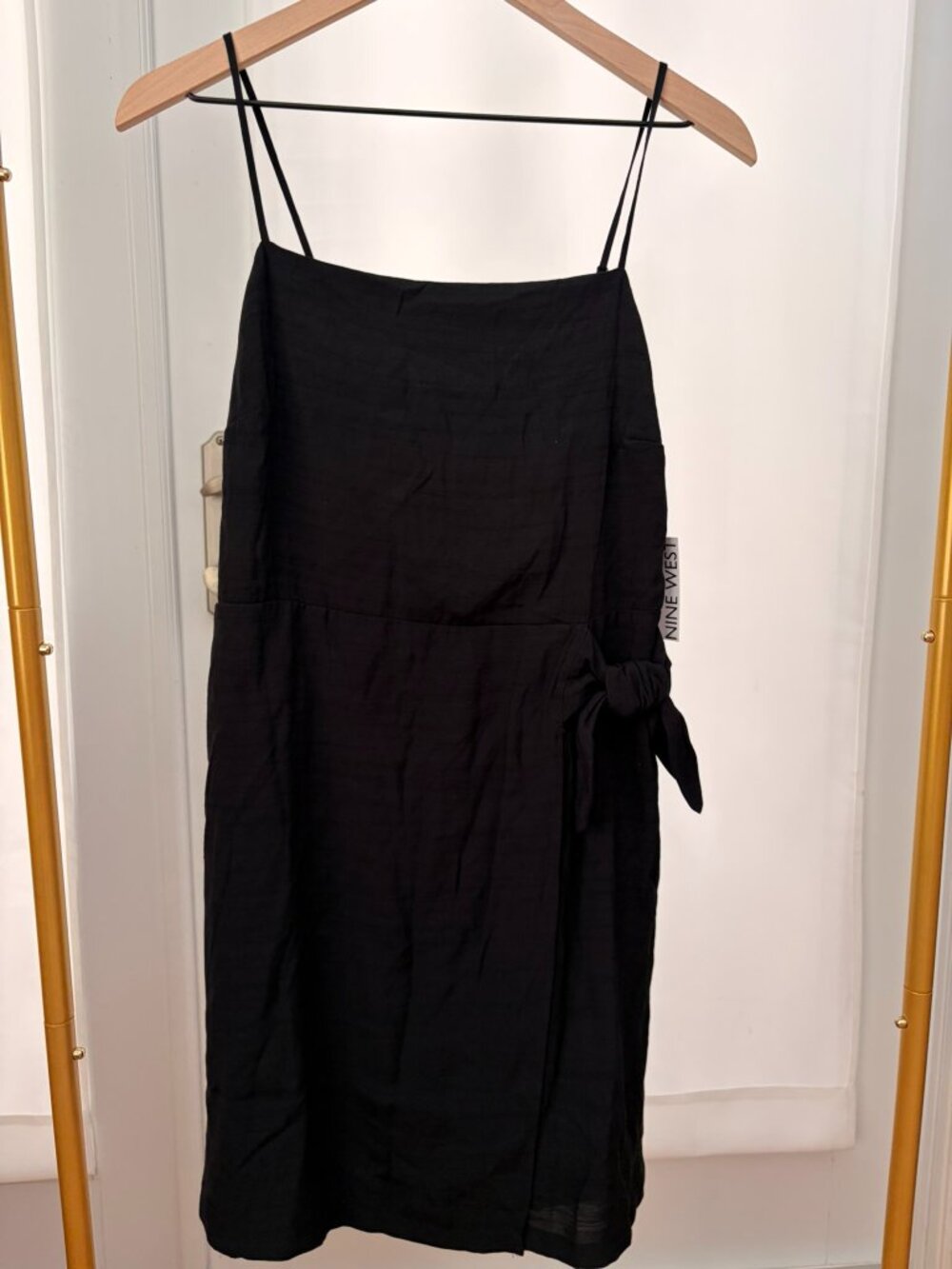 Nine West Black Side Tie Mini Dress NWT Medium